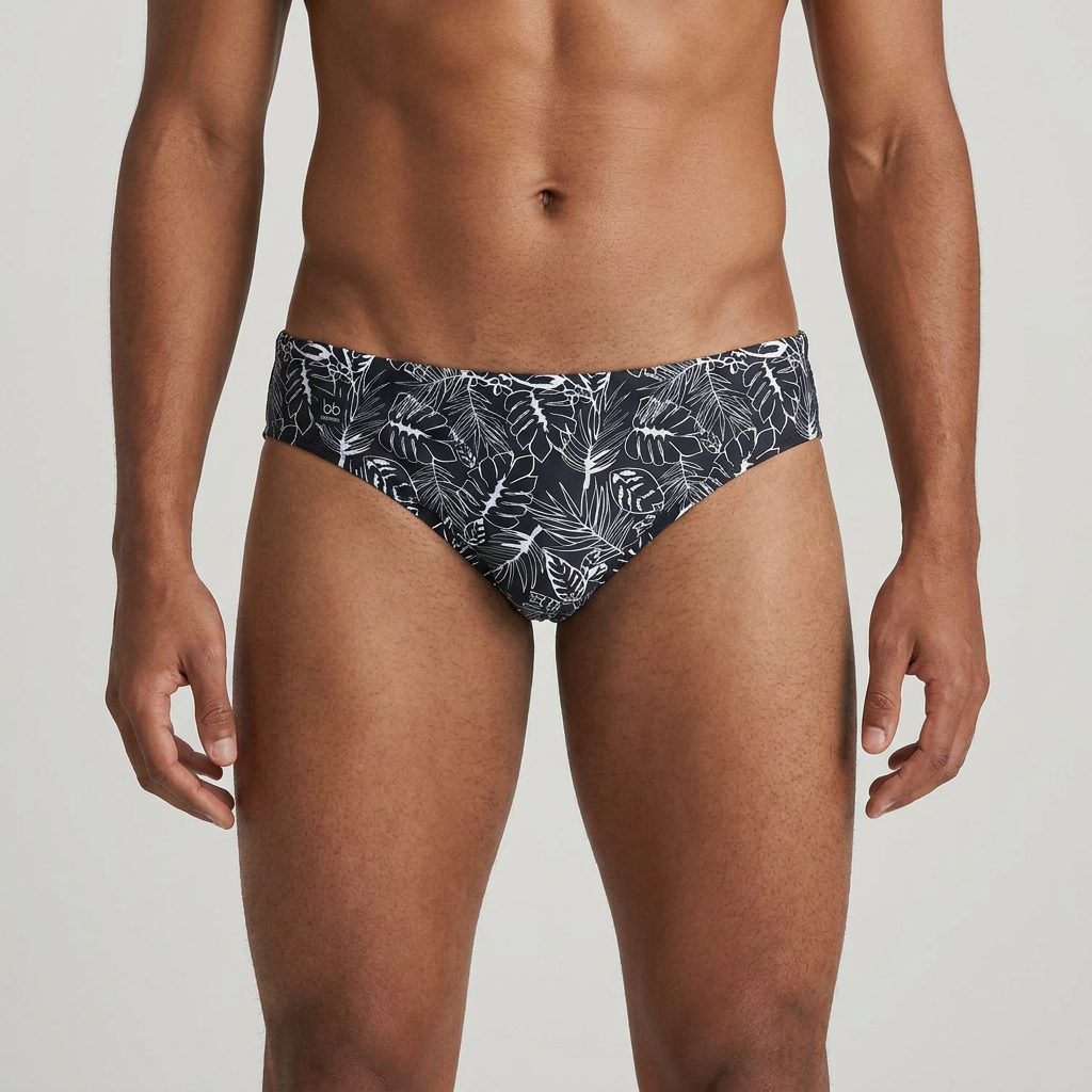 Black Tropical Men's Swim Brief