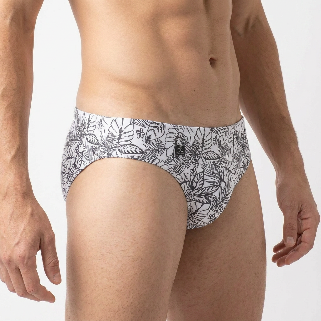 White Tropical Men's Swim Brief